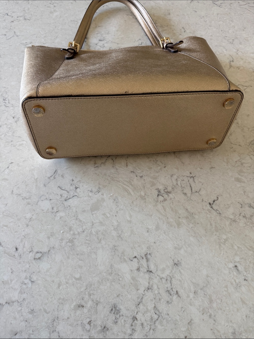 Michael Kors Metallic Ziptop Gold Tote Bag - Picture 11 of 13